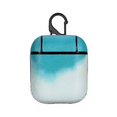 Чехол Leather Watercolor Case для AirPods 1 | 2 Green/White