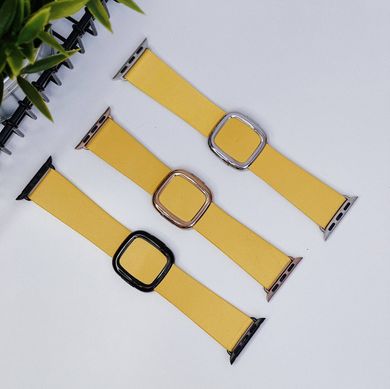 Ремінець Modern Buckle Leather для Apple Watch 38/40/41 mm Yellow/Silver купити