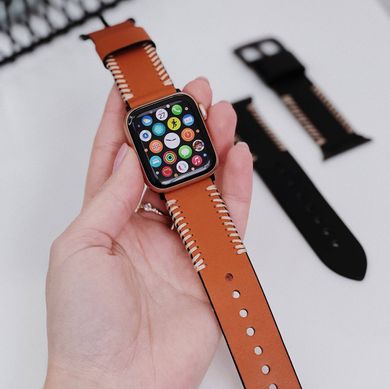 Ремінець Leather Straps для Apple Watch 42 | 44 | 45 | 49 mm Black купити