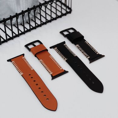 Ремінець Leather Straps для Apple Watch 42 | 44 | 45 | 49 mm Black купити