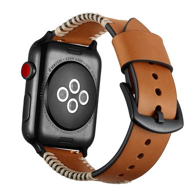 Ремінець Leather Straps для Apple Watch 42 | 44 | 45 | 49 mm Brown купити