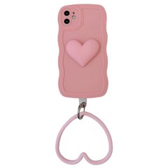 Чохол Хвилястий з тримачем серцем для iPhone 12 Pink купити