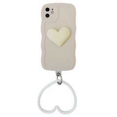 Чохол Хвилястий з тримачем серцем для iPhone 12 Antique White купити
