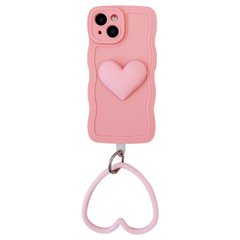 Чохол Хвилястий з тримачем серцем для iPhone 13 Pink