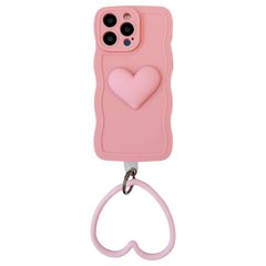 Чохол Хвилястий з тримачем серцем для iPhone 14 PRO MAX Pink
