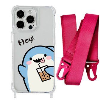 Чехол прозрачный с ремешком Print Shark для iPhone 17 Air Shark Cocktail/Rose Red