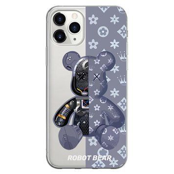 Чохол прозорий Print Robot Bear для iPhone 13 PRO MAX Lavender Grey - ash-mobile.com.ua - фото 1