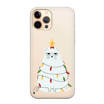 Чохол прозорий Print NEW YEAR для iPhone 13 PRO MAX Cat Garland - ash-mobile.com.ua - фото 1