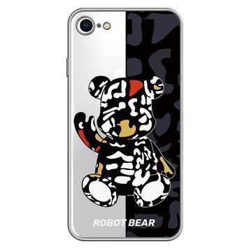 Чехол прозрачный Print Robot Bear для iPhone 7 | 8 | SE 2 | SE 3 Black - ash-mobile.com.ua - фото 1