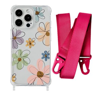 Чохол прозорий з ремінцем Print Flower для iPhone XS MAX Spring Breeze/Rose Red - ash-mobile.com.ua - фото 1