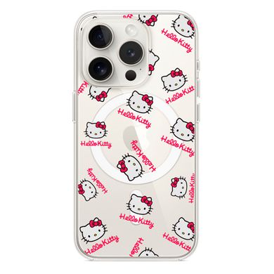 Чохол прозорий Print Hello Kitty with MagSafe для iPhone 15 PRO Head Red