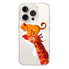Чохол прозорий Print Lion King with MagSafe для iPhone 14 PRO Giraffe/Simba