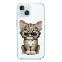 Чехол прозрачный Print Animals with MagSafe для iPhone 14 Cat