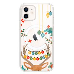 Чехол прозрачный Print NEW YEAR with MagSafe для iPhone 12 MINI Deer antlers купить