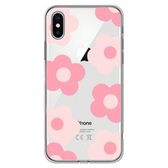 Чохол прозорий Print Flower Color для iPhone XS MAX Pink купити