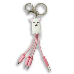 Кабель ASH Happy 3 in 1 USB (Micro-USB+Lightning+Type-C) Lamb Pink купити