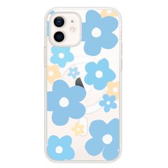 Чехол прозрачный Print Flower Color with MagSafe для iPhone 11 Blue купить
