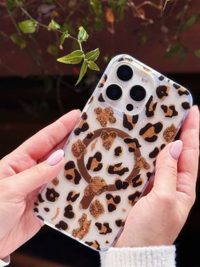 Чохол Transparent Print with MagSafe для iPhone 14 Leopard Brown - ash-mobile.com.ua - фото 5