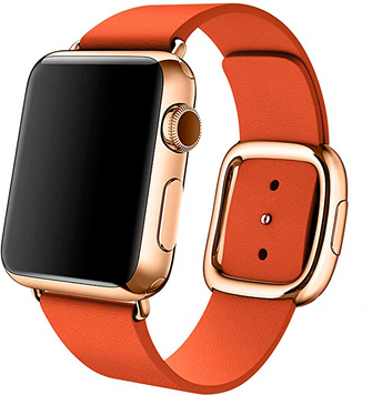 Ремешок Modern Buckle Leather для Apple Watch 42mm | 44mm | 45mm | 46mm | 49mm Orange/Gold - ash-mobile.com.ua - фото 1