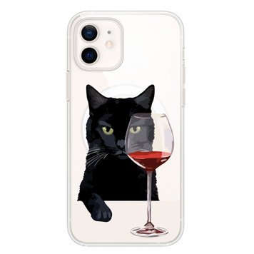 Чехол прозрачный Print Mood swings with MagSafe для iPhone 12 MINI Cat Wine - ash-mobile.com.ua - фото 1