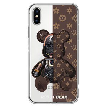 Чохол прозорий Print Robot Bear для iPhone XS MAX Brown - ash-mobile.com.ua - фото 1