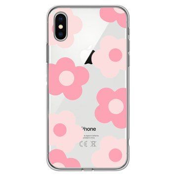Чохол прозорий Print Flower Color для iPhone XS MAX Pink - ash-mobile.com.ua - фото 1