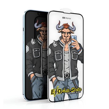 Захисне скло 3D OX Warrior Anti-Static для iPhone 13 PRO MAX | 14 Plus Black - ash-mobile.com.ua - фото 1