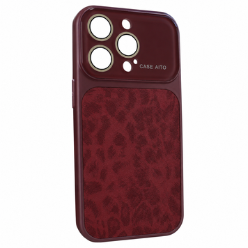 Чохол AITO PU-Leather Leopard Case для iPhone 14 PRO Burgundy - ash-mobile.com.ua - фото 1