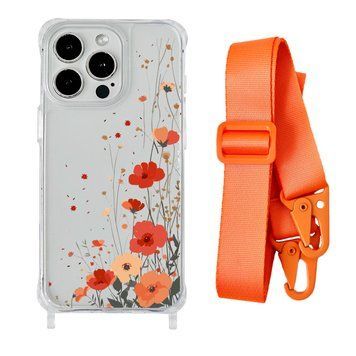 Чехол прозрачный с ремешком Print Flower для iPhone X | XS Autumn Blossom/Orange - ash-mobile.com.ua - фото 1