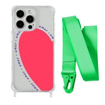 Чохол прозорий з ремінцем Print Mood swings для iPhone X | XS Heart Amor/Lime Green - ash-mobile.com.ua - фото 1
