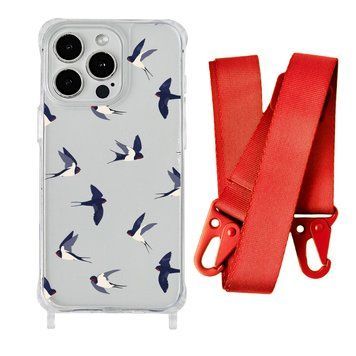 Чохол прозорий з ремінцем Print Happy Nice для iPhone X | XS Swallows/Red - ash-mobile.com.ua - фото 1