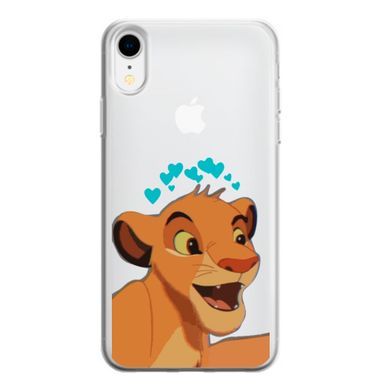 Чехол прозрачный Print Lion King для iPhone XR Simba Love Blue купить