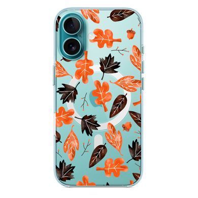 Чохол прозорий Print AUTUMN with MagSafe для iPhone 17 Leaves Orange
