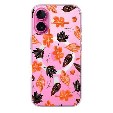 Чохол прозорий Print AUTUMN with MagSafe для iPhone 17 Leaves Orange