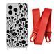Чехол прозрачный с ремешком Print Flower для iPhone 11 PRO MAX Floral Black/Red