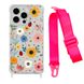 Чохол прозорий з ремінцем Print Flower для iPhone 13 Sunflower/Hot Pink