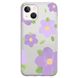 Чехол прозрачный Print Flower Color для iPhone 14 Purple