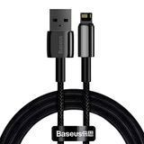 Кабель Baseus Tungsten Gold fast charging Lightning 2.4A (1m) Black - ash-mobile.com.ua - фото 1