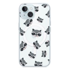 Чехол прозрачный Print Animals with MagSafe для iPhone 14 Plus Raccoon
