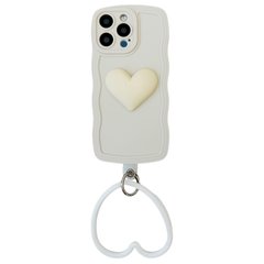 Чохол Хвилястий з тримачем серцем для iPhone 15 PRO Antique White