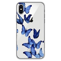 Чехол прозрачный Print Butterfly для iPhone X | XS Blue купить