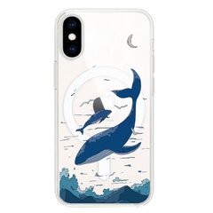 Чехол прозрачный Print Animal Blue with MagSafe для iPhone XS MAX Whale купить