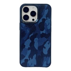 Чехол из натуральной кожи для iPhone 14 Camouflage Blue
