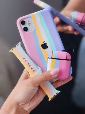 Чохол Leather Rainbow Case для AirPods 1 | 2 Pink - ash-mobile.com.ua - фото 4