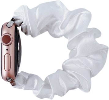 Ремешок Scrunchie для Apple Watch 42mm | 44mm | 45mm | 46mm | 49mm White - ash-mobile.com.ua - фото 1