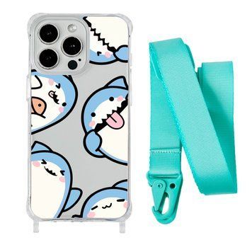 Чехол прозрачный с ремешком Print Shark для iPhone 17 Air Shark More/Spearmint