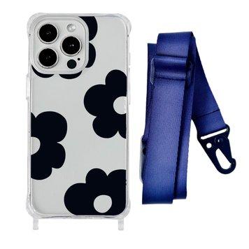 Чехол прозрачный с ремешком Print Flower Color для iPhone 7 | 8 | SE 2 | SE 3 Black/Midnight Blue - ash-mobile.com.ua - фото 1