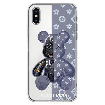 Чехол прозрачный Print Robot Bear для iPhone XS MAX Lavender Grey - ash-mobile.com.ua - фото 1