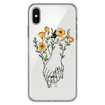Чехол прозрачный Print Leaves для iPhone XS MAX Hands Flower - ash-mobile.com.ua - фото 1