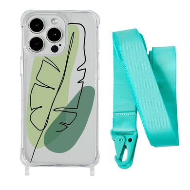 Чохол прозорий з ремінцем Print Leaves для iPhone XR Green/Spearmint - ash-mobile.com.ua - фото 1